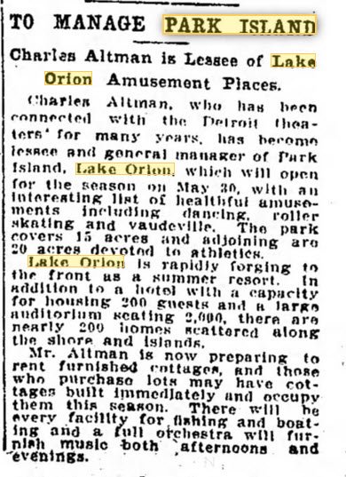Park Island - May 14 1911 Article (newer photo)